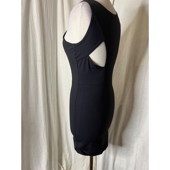 Donna Mizani Black Cutout Bodycon Dress L Nylon/Spandex Goth Mini - Picture 2 of 10